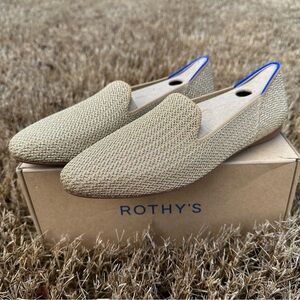 Rothy's The Almond Loafer Comfort Shoes Womens Size 6.5 Gold Stripe 130-023